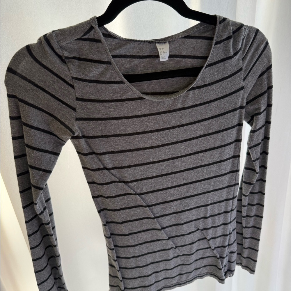 Gray Striped Women's Top